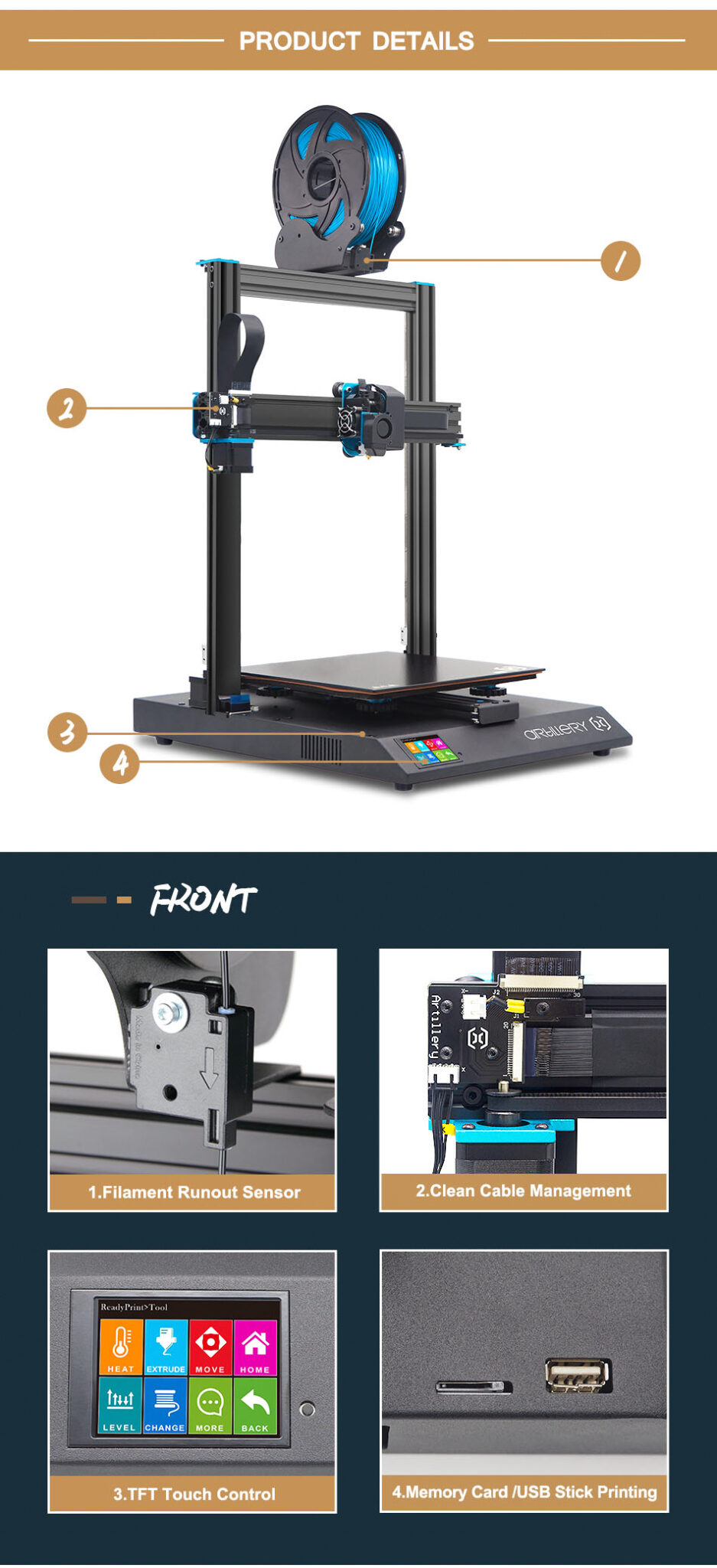 Artillery® Sidewinder X1 3D Printer 300x300x400mm Large Plus Size High